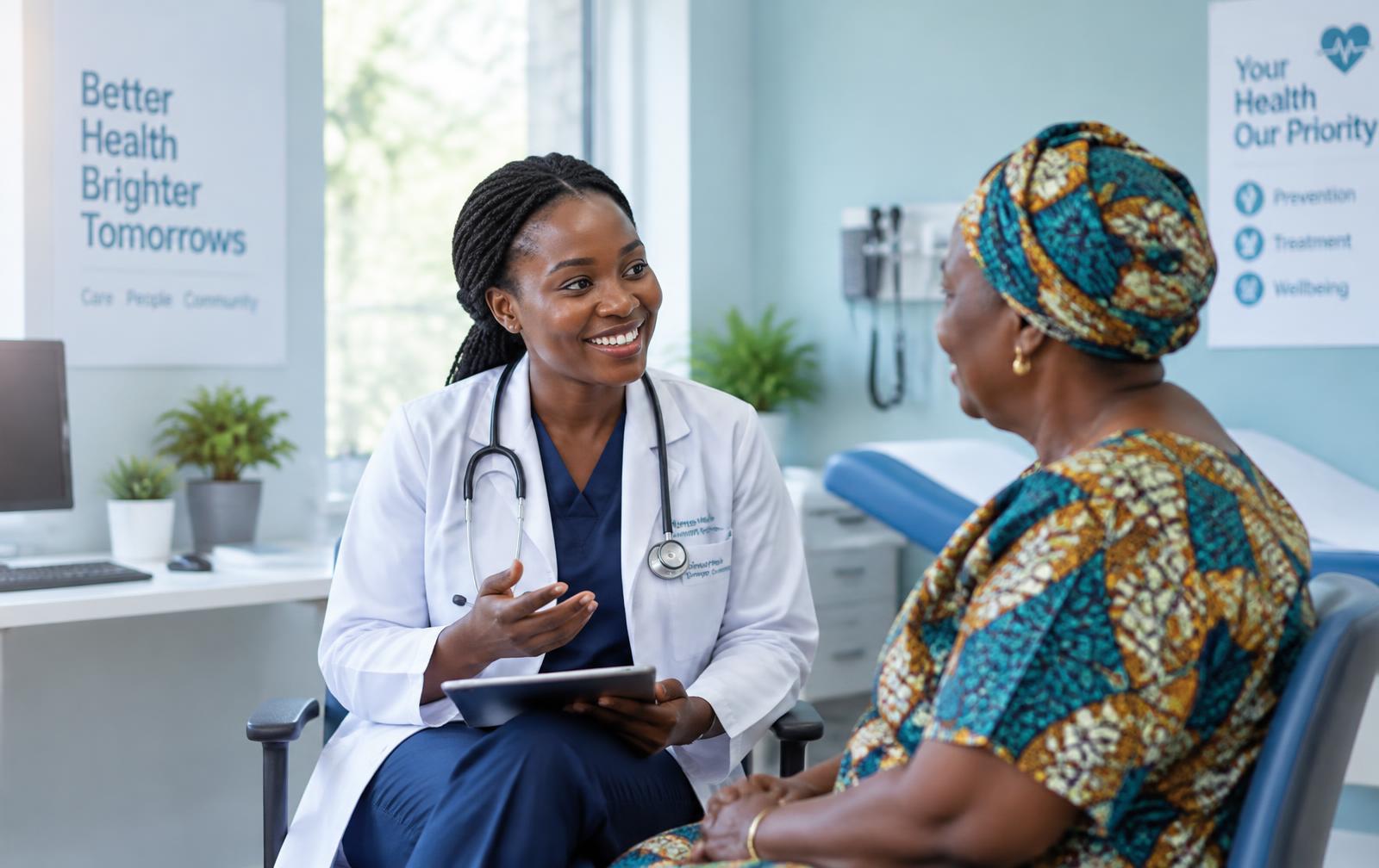 A Lifeview doctor speaking with a patient in a consultation room